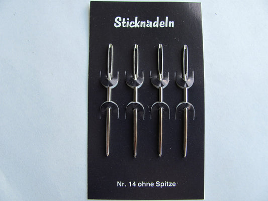 4 Sticknadeln mit Spitze Nr. 14 / 16